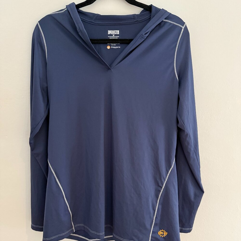 DULUTH TRADING CO WOmen's UPF50 lightweight hoodie rash guard Navy blue Sz M